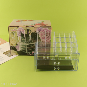 Factory Price Clear Plastic Desktop Makeup Organizer for Bathroom Vanity