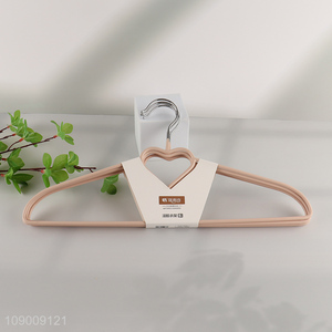 New Arrival 5PCS Plastic Coated Iron Clothes Hangers Heart Hangers