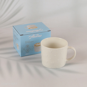 Most popular white ceramic water cup drinking cup with handle