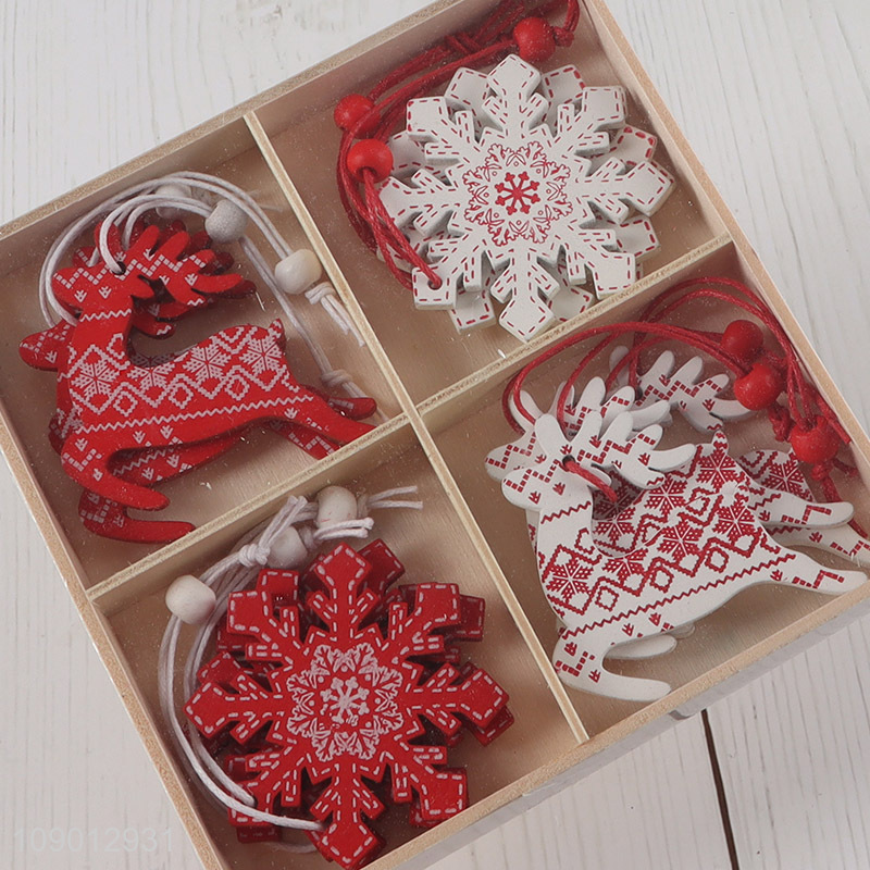 Hot selling snowflakes wooden christmas tree hanging decoration christmas decoration