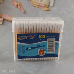 Online Wholesale 100 Count Cotton Buds Disposable Natural Cotton Swabs