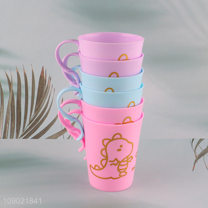 New Product 6PCS Cute Cartoon Dinosaur Plastic Water Cups with Handle