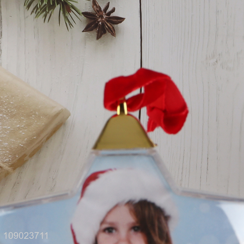 Top products star shape photo frame hanging ornaments for xmas tree decoration