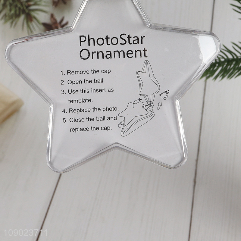 Top products star shape photo frame hanging ornaments for xmas tree decoration