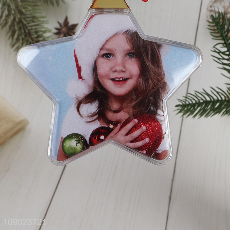 Top selling star shape mini photo frame hanging ornaments for Christmas decoration