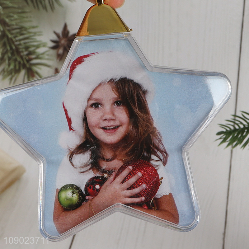 Top products star shape photo frame hanging ornaments for xmas tree decoration