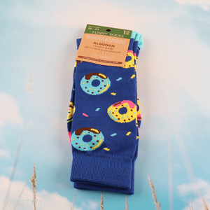 Best selling cartoon donut pattern men women casual cotton socks