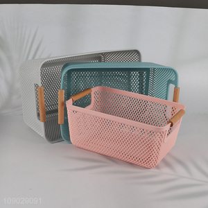 Factory Price Multi-Purpose Plastic Storage Basket with Handles for Home Kitchen