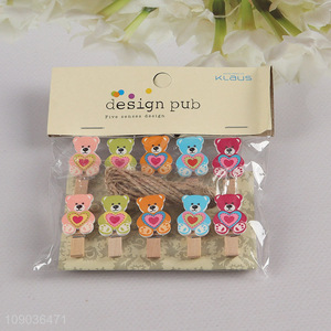 New Product 10PCS Cute Wooden Clothespins Cartoon Decorative Wooden Clips