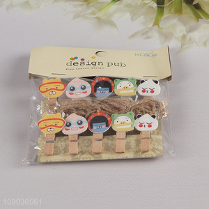 Factory Price 10PCS Mini Wooden Clothespins Cartoon Clothespins Photo Clips