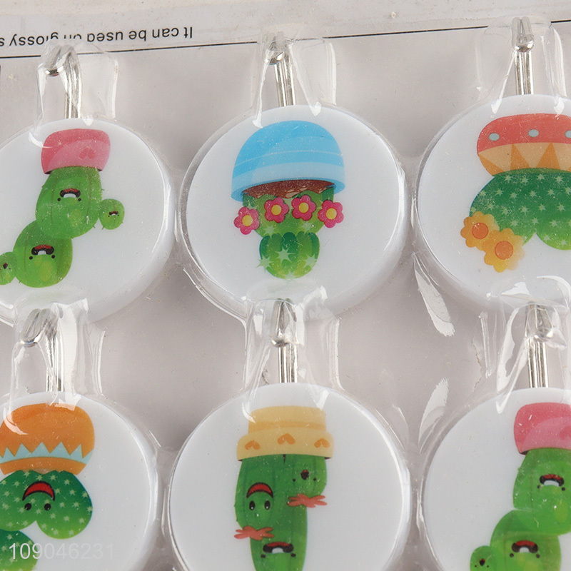 New arrival 9pcs round cactus pattern sticky hook wall hook for household