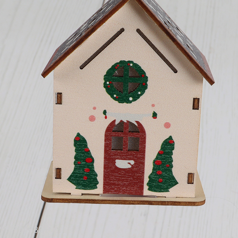 Hot Sale LED Christmas Wooden House Christmas Wooden Hanging Decoration