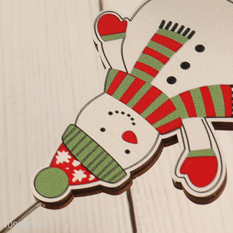 Good quality snowman shape wooden card holder picture memo clip for desktop decoration