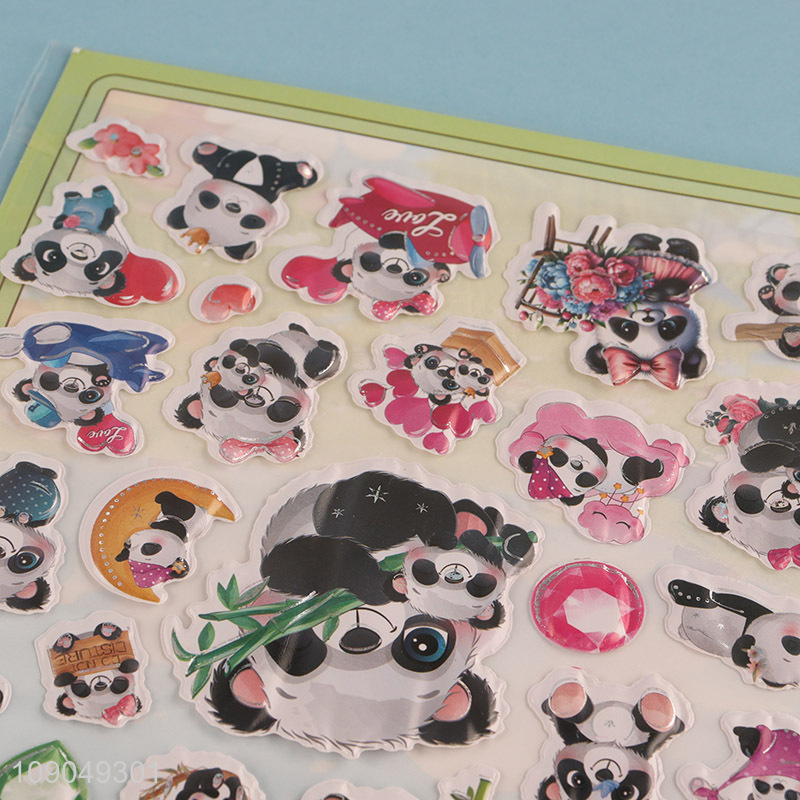 China wholesale panda shape three-dimensional gold stamping sticker