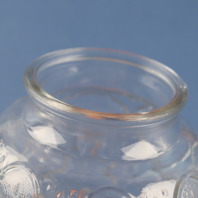 Best selling clear embossed sealed glass storage jar wholesale