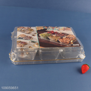 Factory Price Clear Plastic Serving Tray with 6 Snacks Organizers