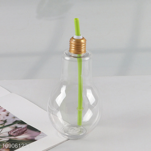 Yiwu market clear bulb shape plastic straw cup juice cup water cup