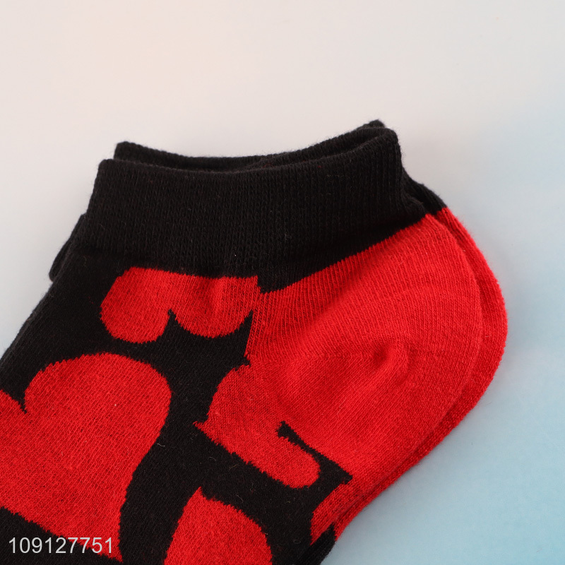 Best selling heart pattern breathable cotton socks ankle socks