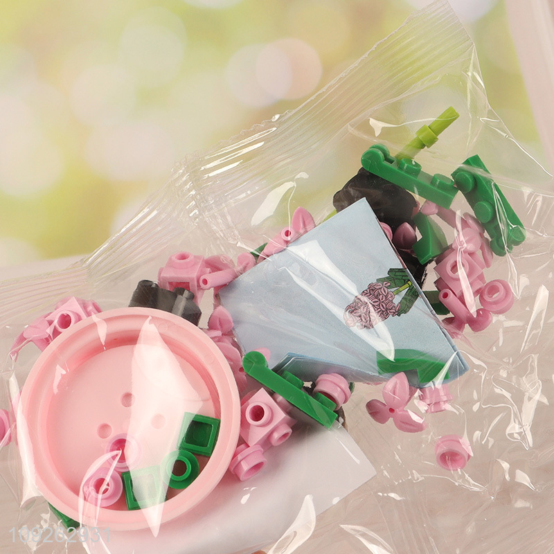 Hot selling flower plants series 3d plastic building block toys educational toys