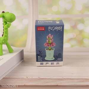 Top selling flower series 3d plastic building block toys educational toys for kids