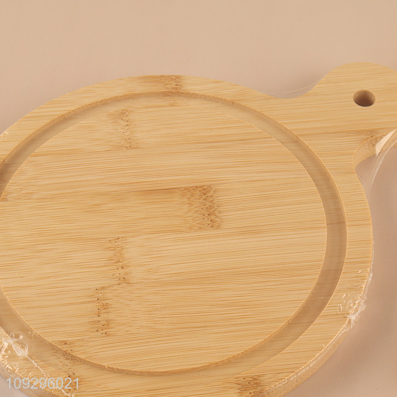 China factory bamboo round pizza board with handle