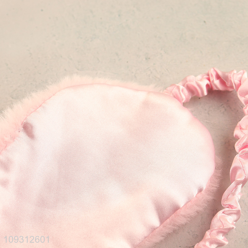 Factory wholesale pink plush travel sleeping eye mask