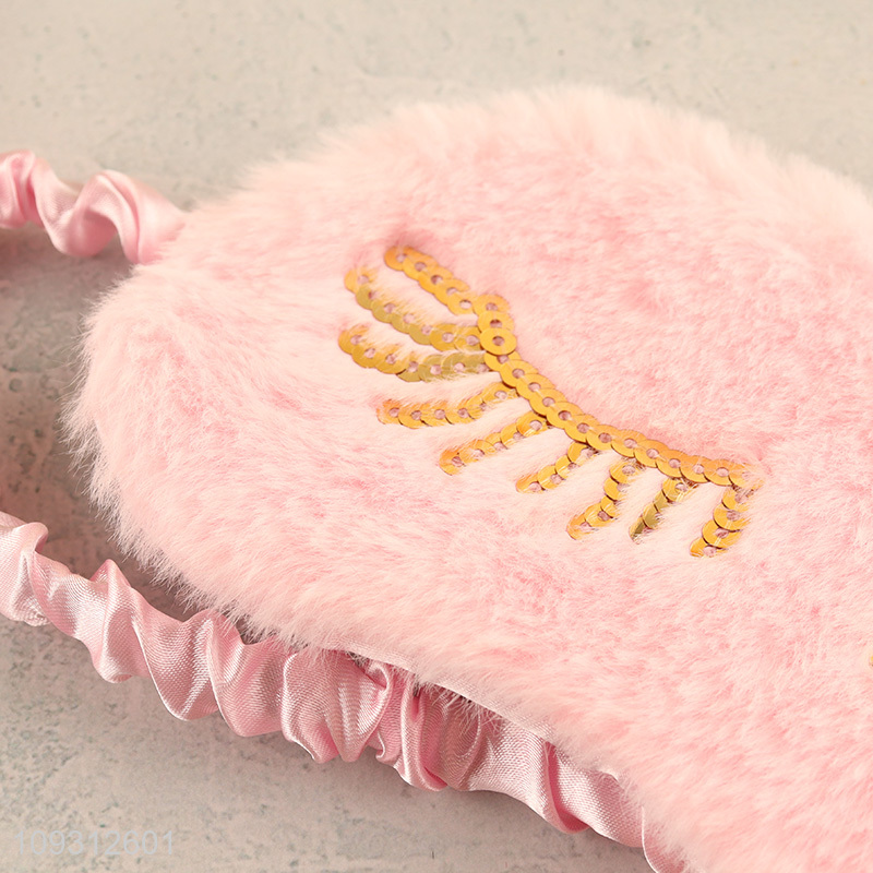 Factory wholesale pink plush travel sleeping eye mask