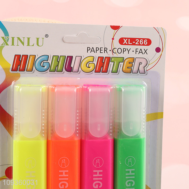 Top products non-toxic 4pcs highlighter pen fluorescent pen