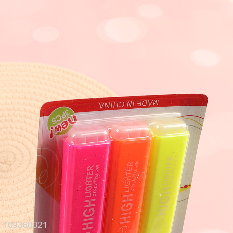 Hot selling 3pcs highlighter pen fluorescent pen set