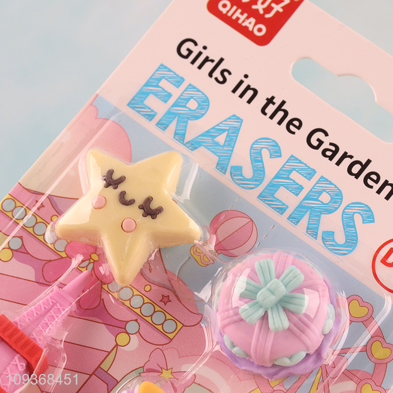 China wholesale cartoon girls stationery eraser set