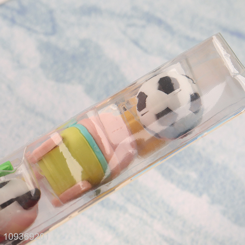 Good quality cartoon kids students stationery eraser set