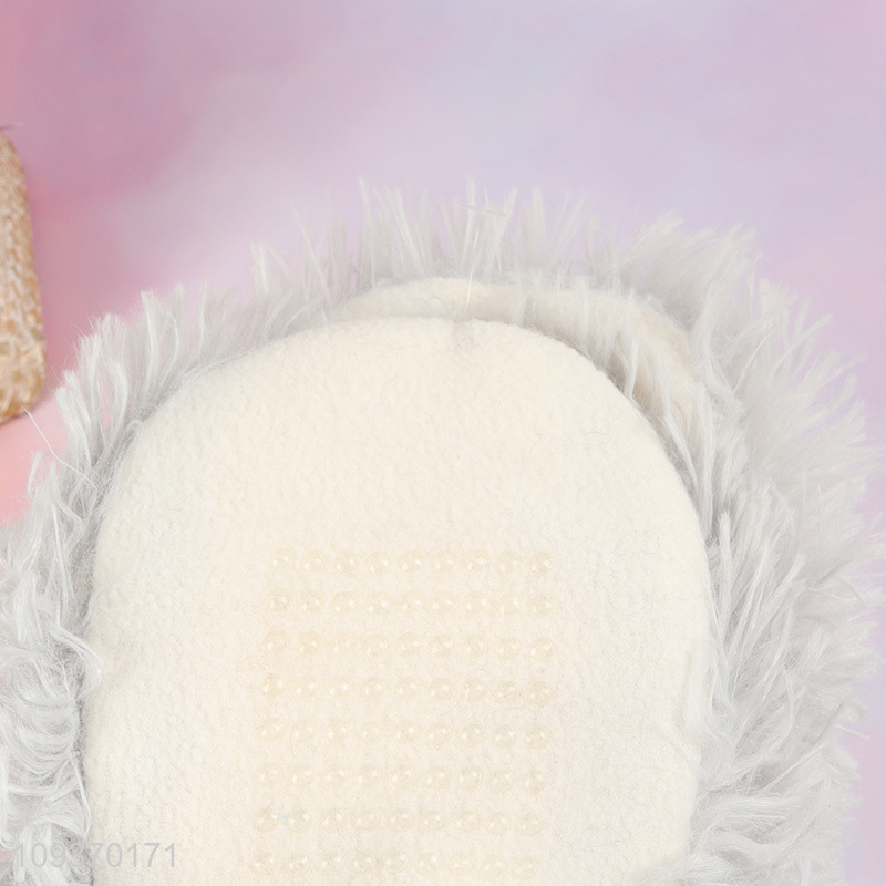 Factory price plush warm non-slip home floor slippers