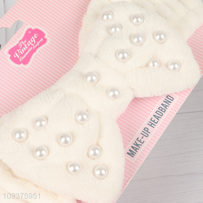 New arrival white bowknot makeup headband for sale