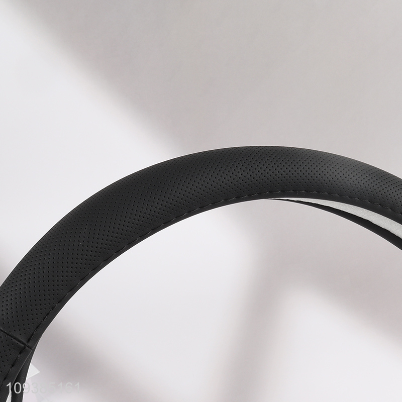 Top quality black pu car steering wheel cover