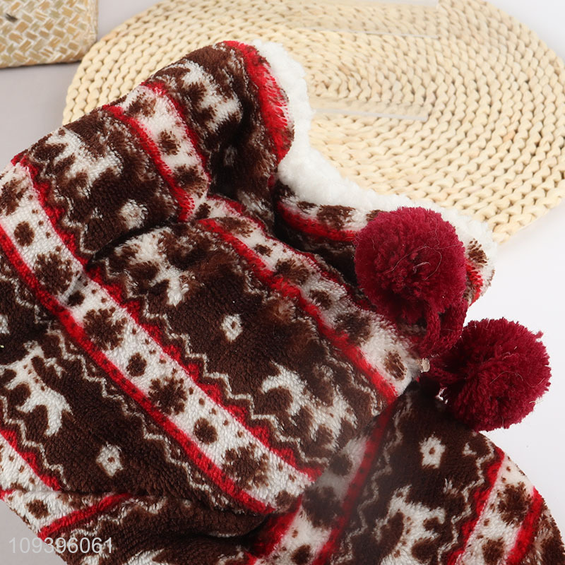 Good quality fluffy christmas reindeer home slippers