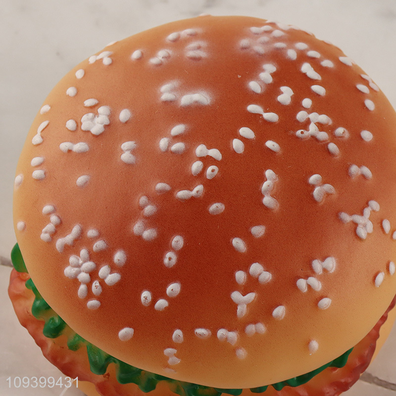 Top selling pet round hamburger squeaky toy