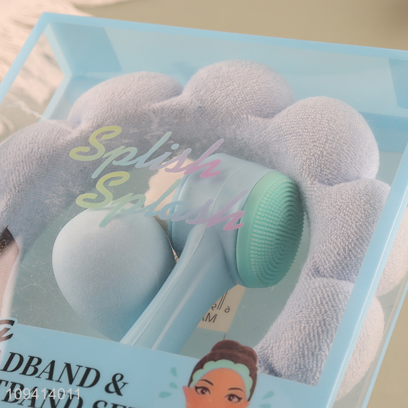New product women skin care headband makeup puff set