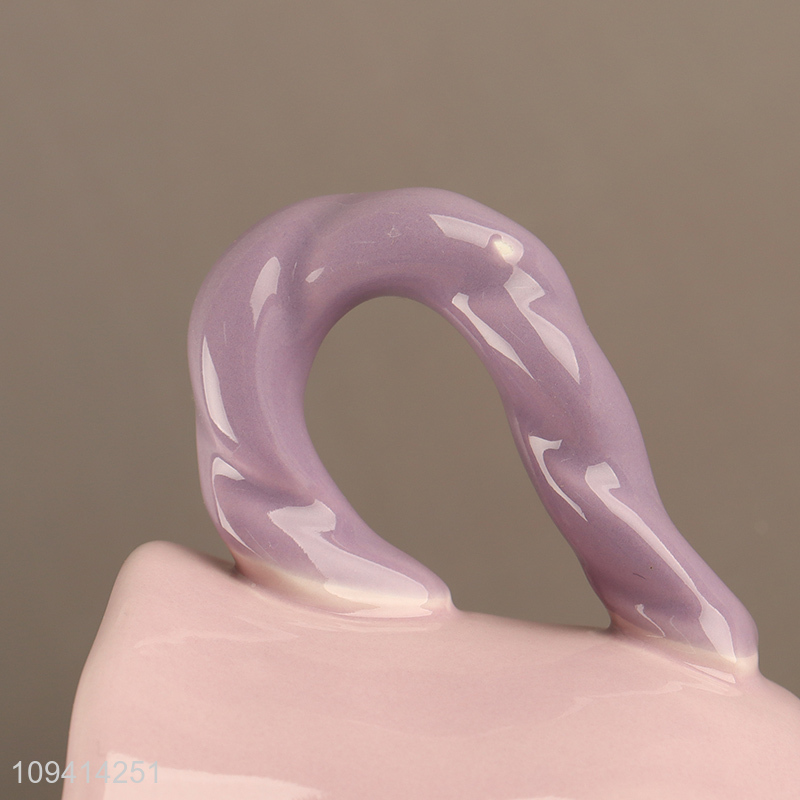 New arrival  pink ceramic cup water cup with handle