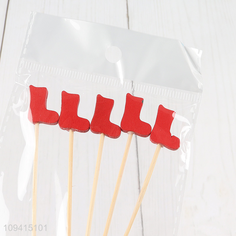 Best quality Christmas socks cake topper fruit picks
