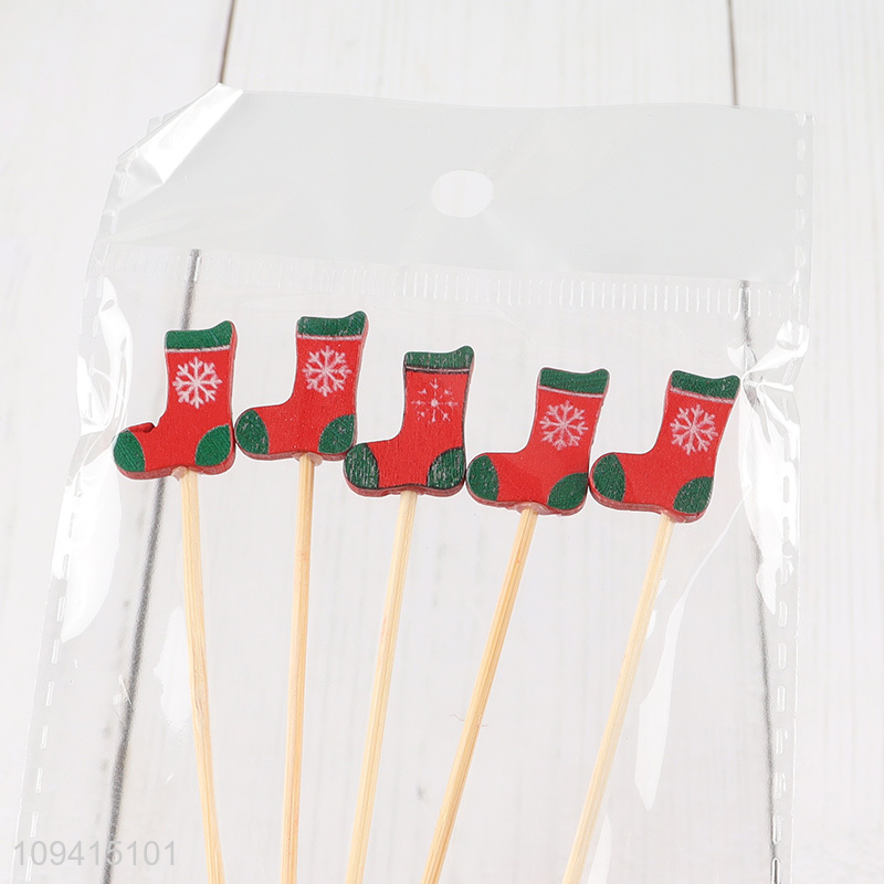 Best quality Christmas socks cake topper fruit picks