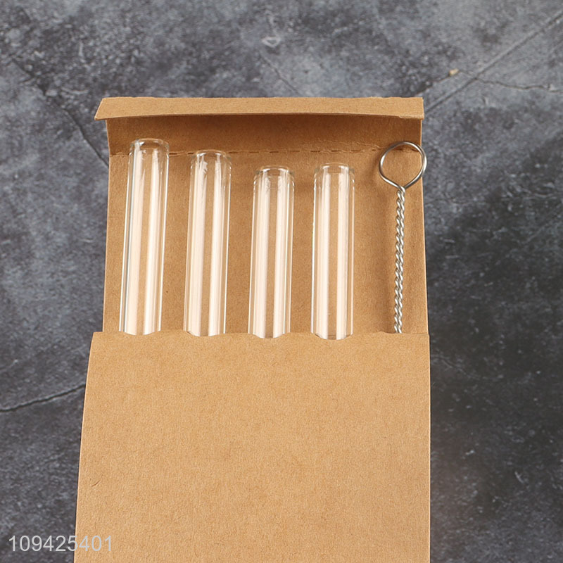 Low price reusable glass drinking straw set