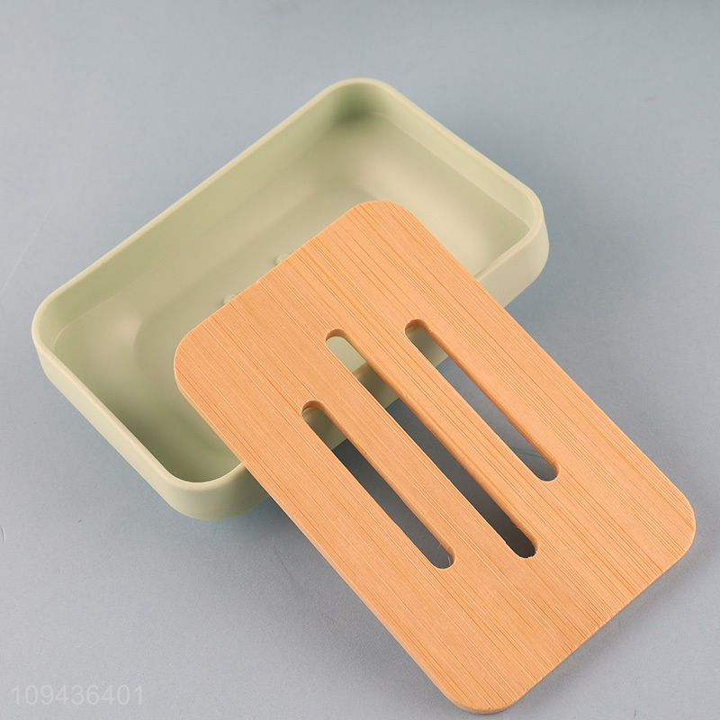 China factory plastic bathroom set with bamboo lid