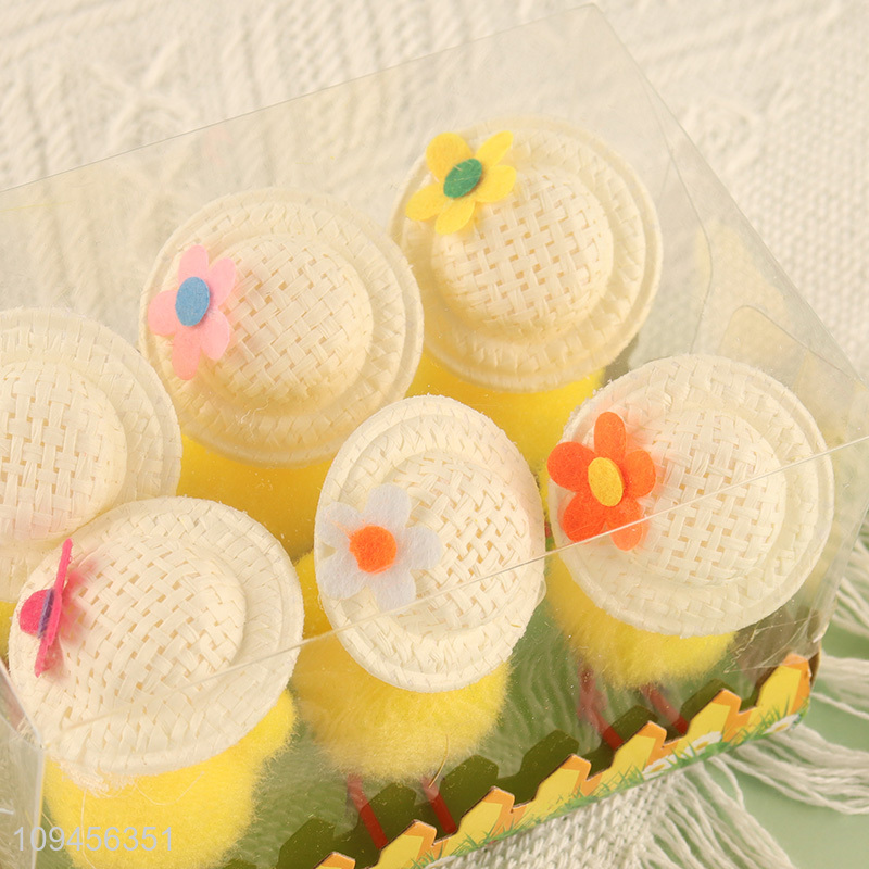 Factory price 6pcs plush easter chick ornament