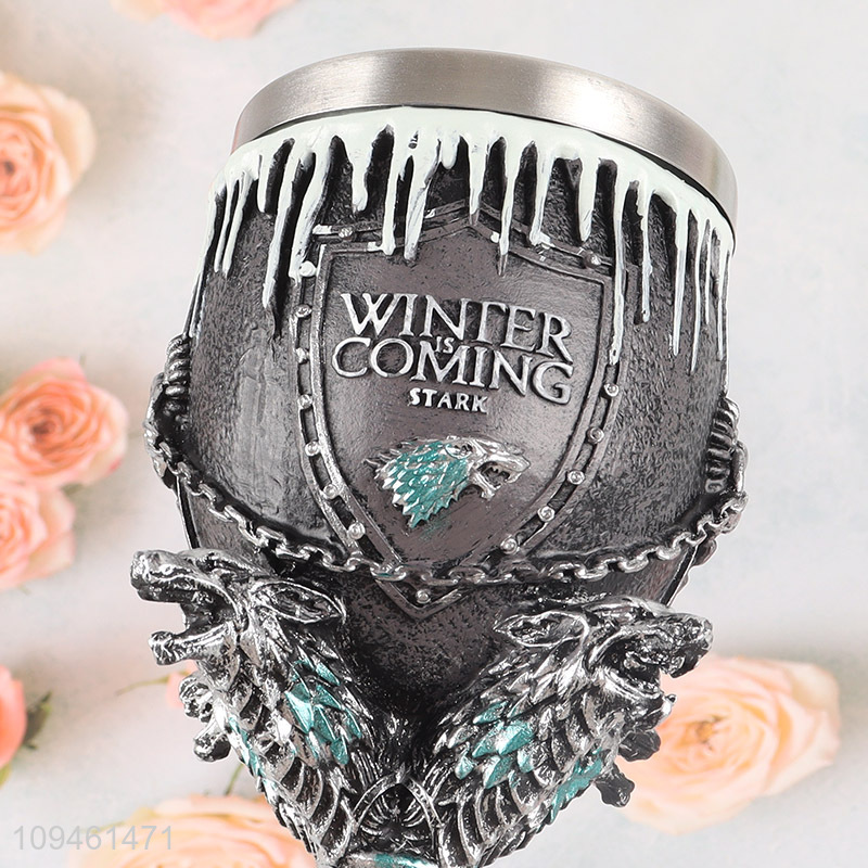 New style 200ml resin decor stainless steel goblet cup