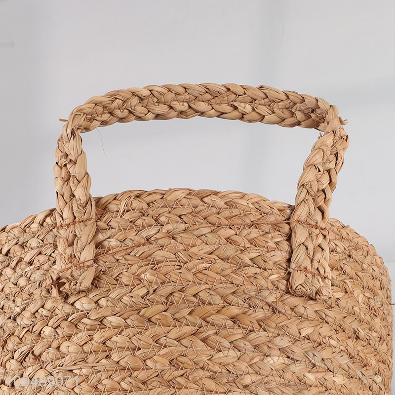 Top products water hyacinth storage basket with handle