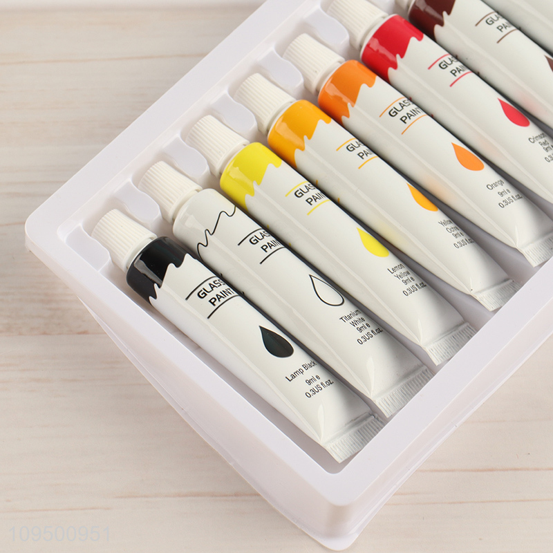 New product 12 colors waterproof glass paint set