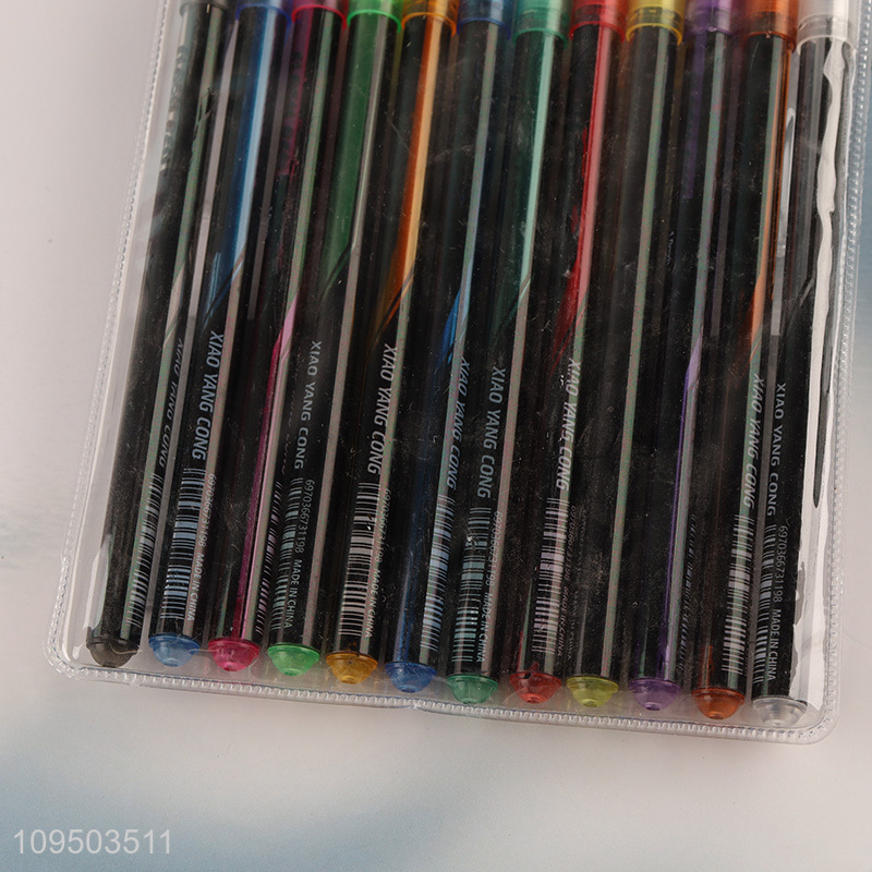 Yiwu market 12pcs school stationery flash pen set