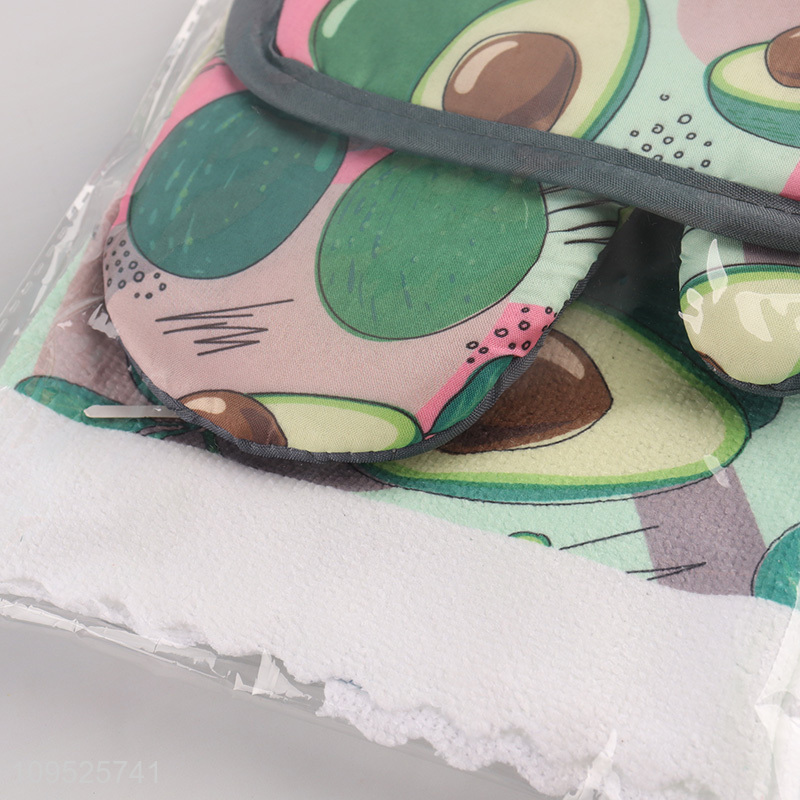 Popular products 3pcs kitchen towel insulation pad oven mitts set