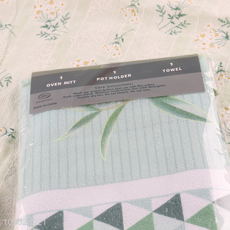 Best selling 3pcs kitchen apron heat pad towel set