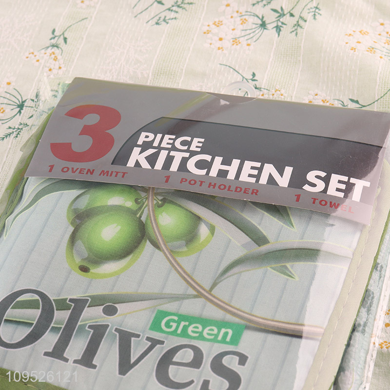 Best selling 3pcs kitchen apron heat pad towel set